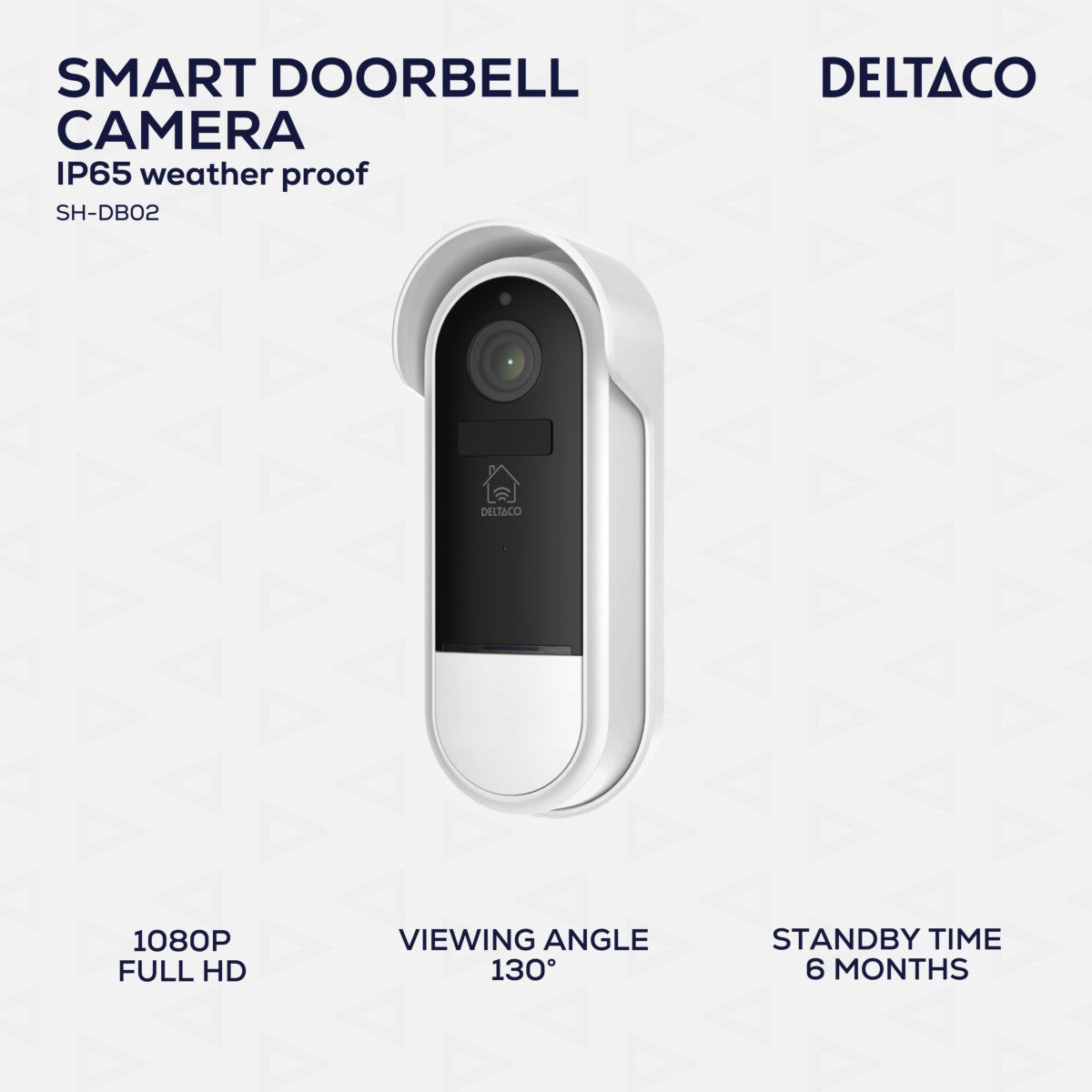 DELTACO SMART HOME WiFi Zvono za vrata s kamerom, 2MP, PIR, IP65 certifikat, IR 5m, microSD BIJELO