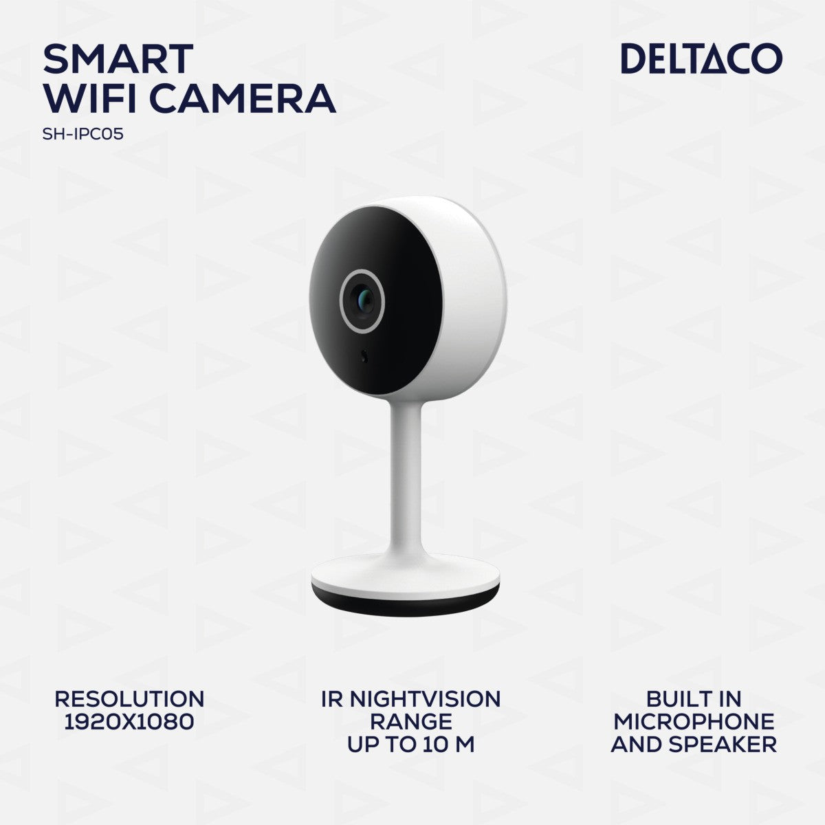DELTACO SMART HOME WiFi kamera s senzorom kretanja i audiom dvosmjer, 2MP, IR nočni mod, ONVIF