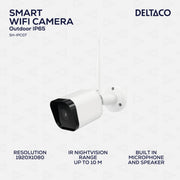 DELTACO SMART HOME WiFi kamera VANJSKA, IP65 certifikat, 2MP, ONVIF, IR Nočni mod, BIJELA