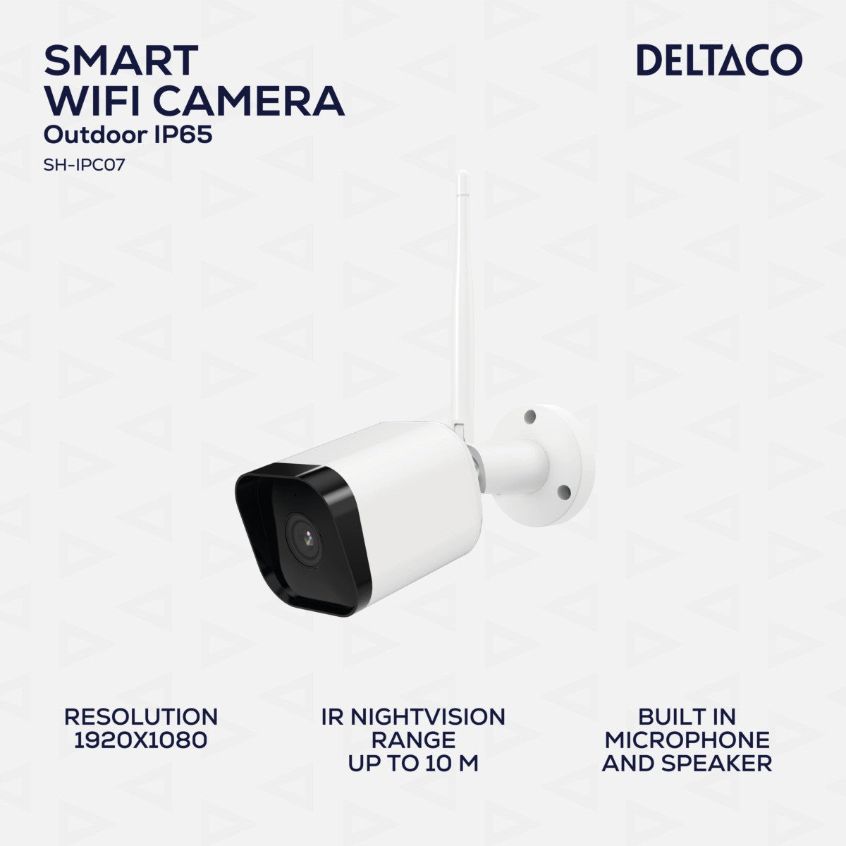 DELTACO SMART HOME WiFi kamera VANJSKA, IP65 certifikat, 2MP, ONVIF, IR Nočni mod, BIJELA