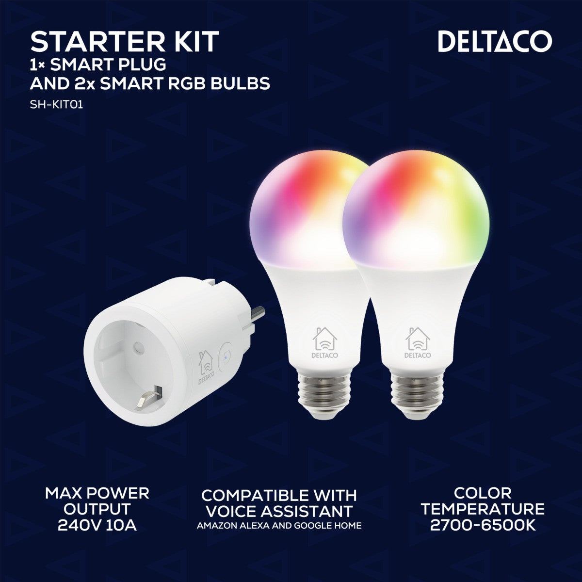 DELTACO SMART HOME Starter Kit 1 (2 Žarulje + 1 utičnica)