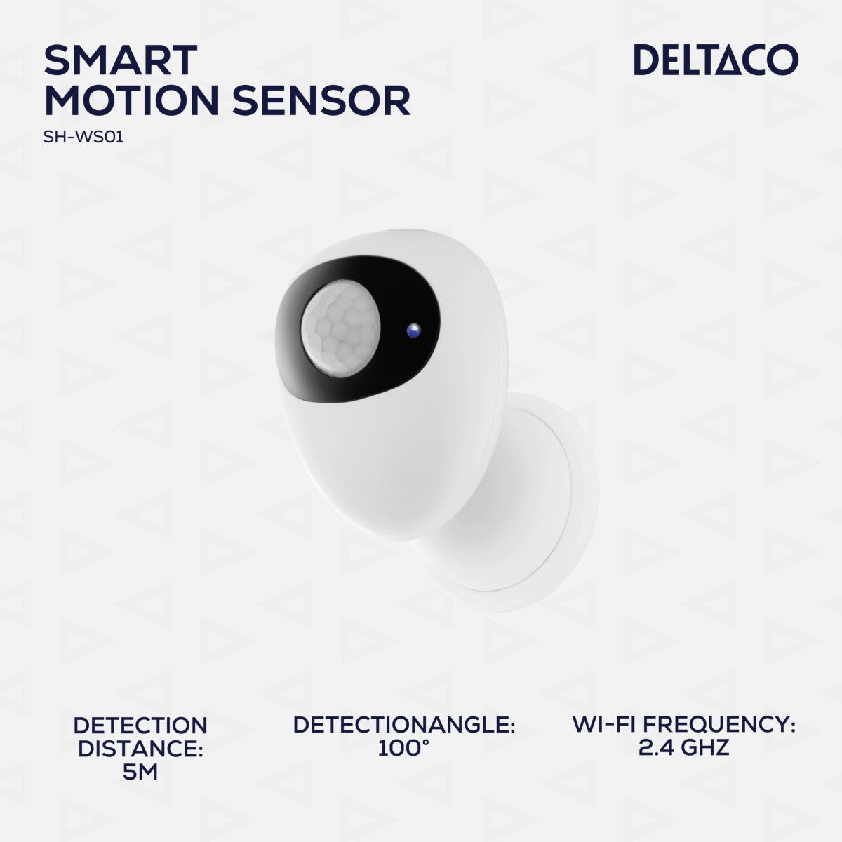 DELTACO SMART HOME Wifi Senzor pokreta, PIR, WiFi 2.4 GHz BIJELO/CRNI