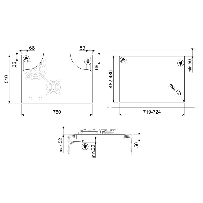 Smeg PM3743D Kombinirana ugradbena ploča