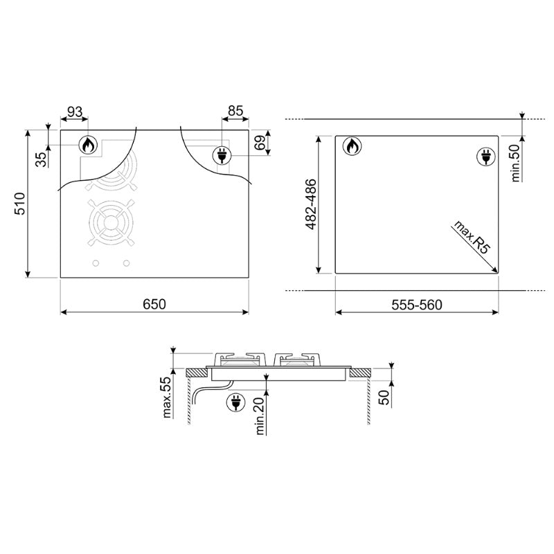 Smeg PM3643D Kombinirana ugradbena ploča