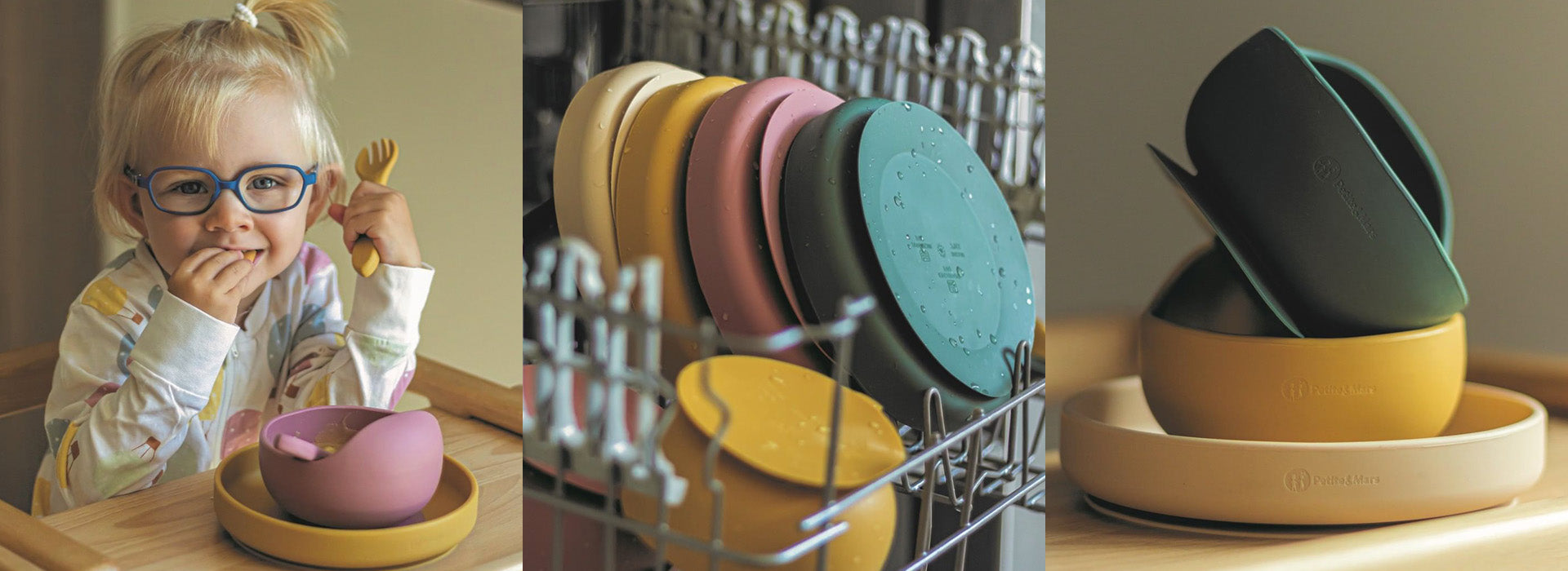 PETITE&MARS Silikonski tanjur s vakuumom 6 m+ Take&Match, Misty Green