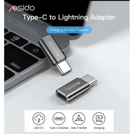 Yesido - OTG adapter (GS22) Type-C v Lightning, aluminijeva zlitina 480 Mbps - siv