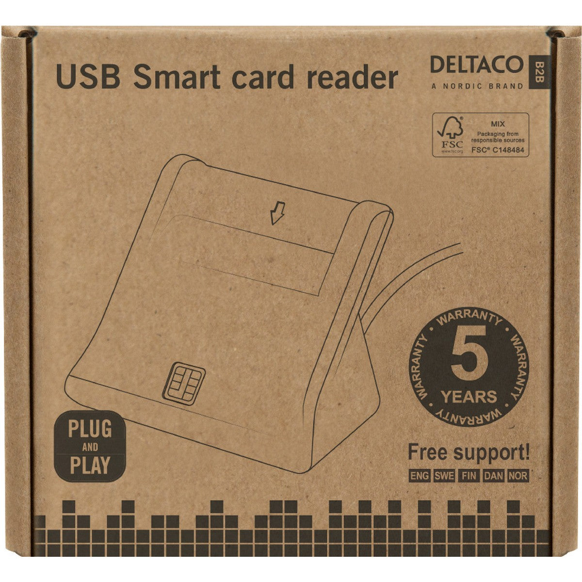 DELTACO Čitač pametnih kartica UCR-156, USB, CRNI