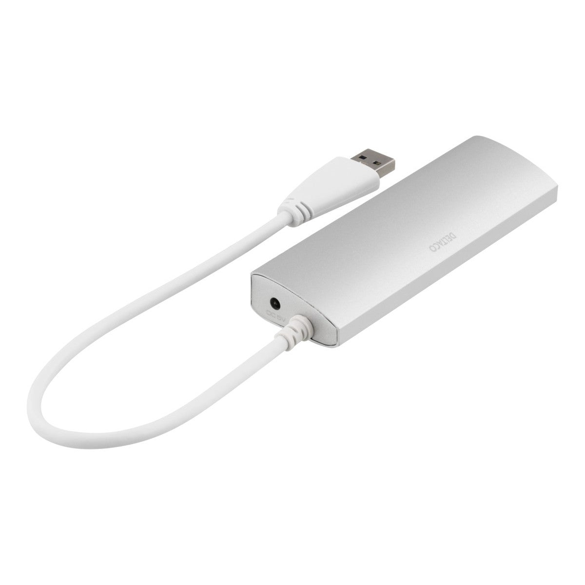 DELTACO USB 3.0 hub, 4xUSB-A ženski, aluminij, 0,3m, srebrni