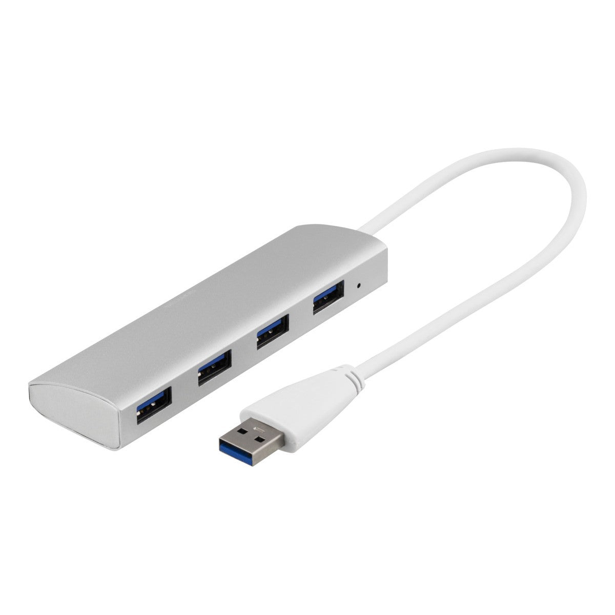 DELTACO USB 3.0 hub, 4xUSB-A ženski, aluminij, 0,3m, srebrni