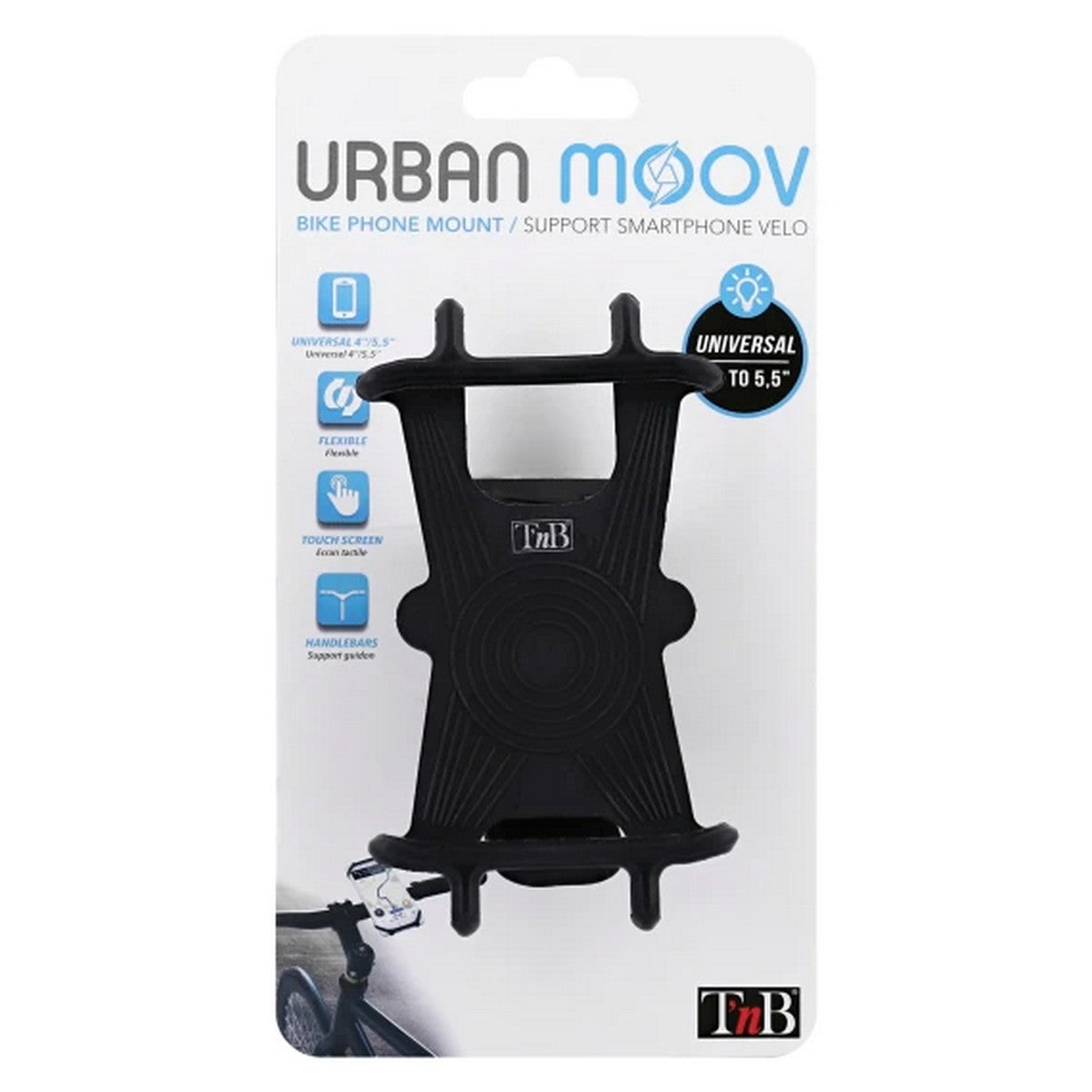 Urban Moov - Univerzalni fleksibilni držač za bicikl/skuter za pametne telefone - CRNI