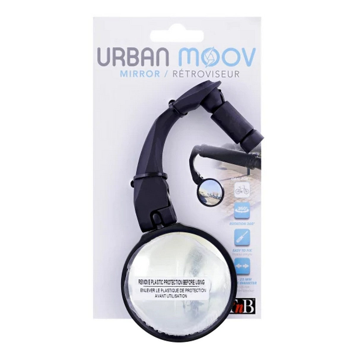 Urban Moov - Krajnje ogledalo na upravljaču bicikla - crno