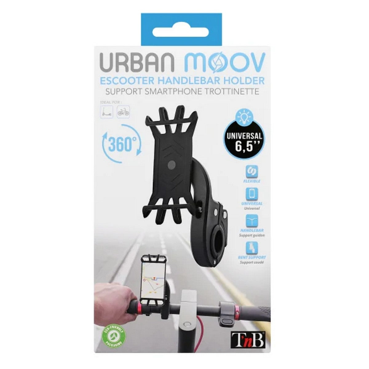 Urban Moov - Rotirajući i fleksibilni escooter držač za pametni telefon - crni