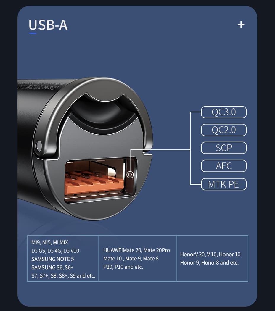 Baseus Tiny Star Mini Quick Charge auto punjač USB priključak 30 W sivi