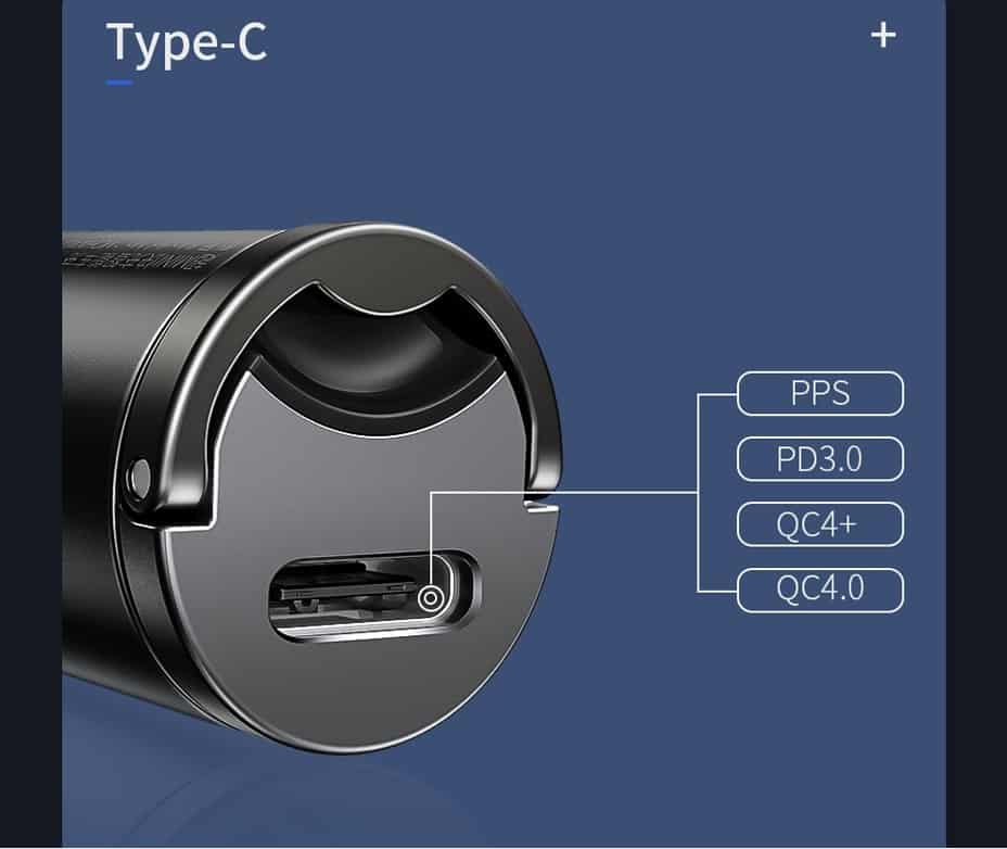 Baseus Tiny Star Mini PPS avtopolnilec Type-C priključek 30 W siv