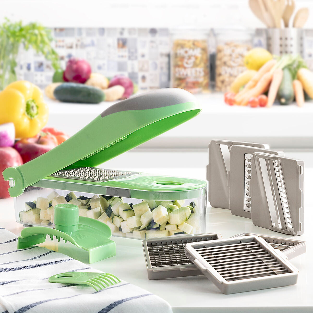 Rezač povrća, ribež i mandolina s receptima i dodacima 7 u 1 Choppie Expert InnovaGoods