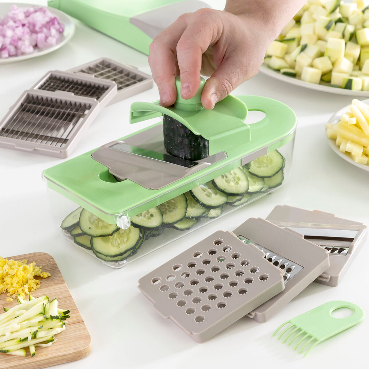 Rezač povrća, ribež i mandolina s receptima i dodacima 7 u 1 Choppie Expert InnovaGoods