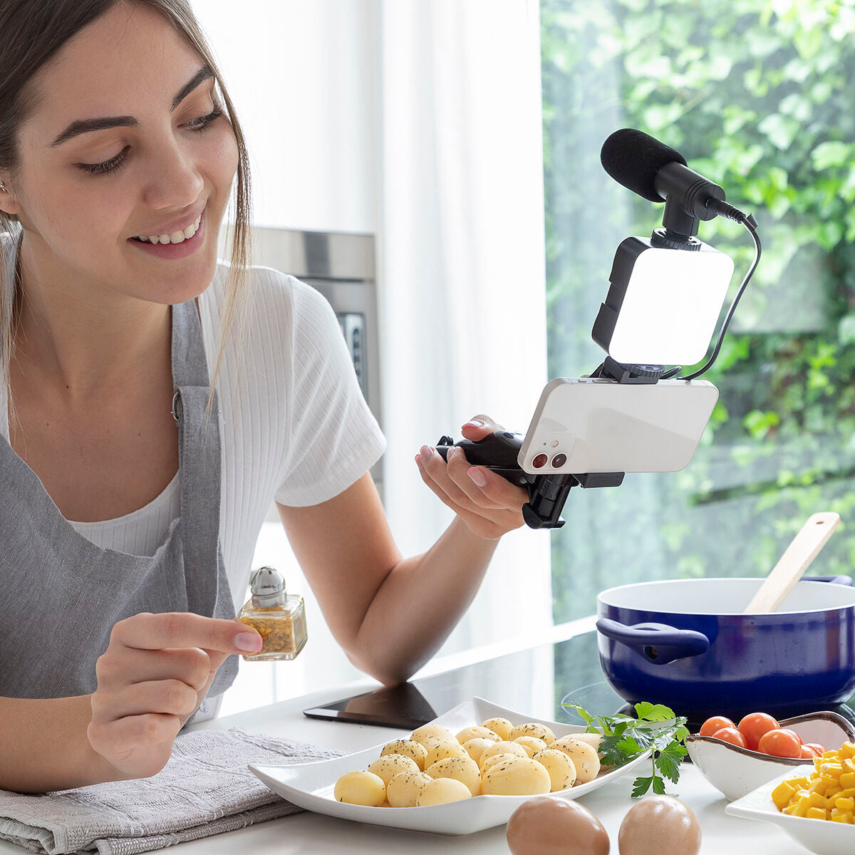 Komplet za Vlogging sa Svjetlom, Mikrofonom i Daljinskim Upravljačem Plodni InnovaGoods 6 Dijelova
