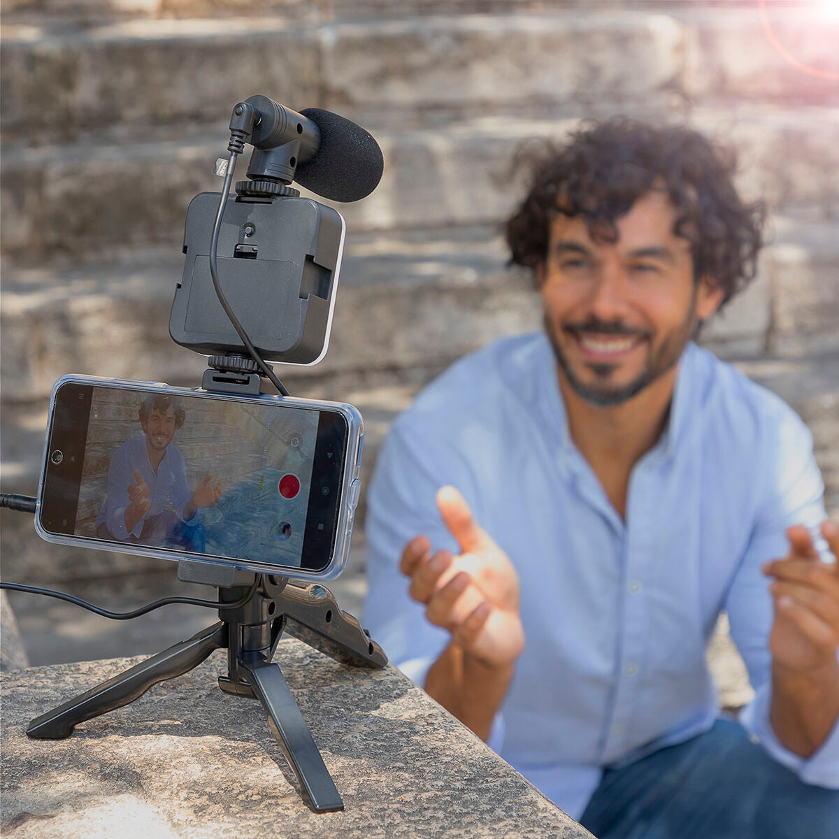 Komplet za Vlogging sa Svjetlom, Mikrofonom i Daljinskim Upravljačem Plodni InnovaGoods 6 Dijelova