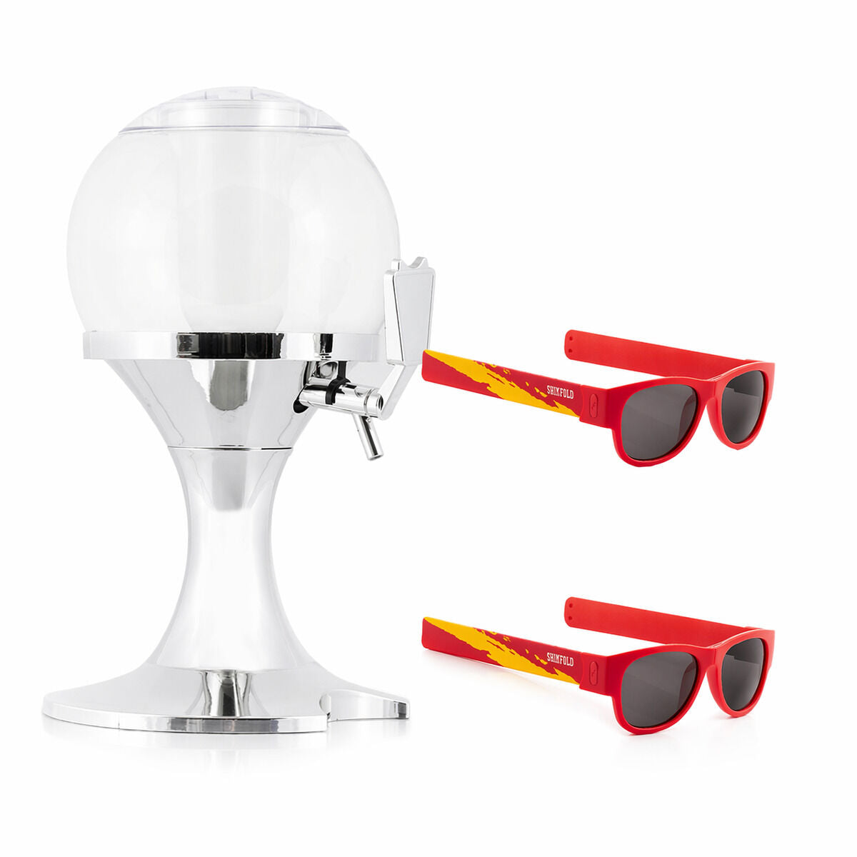 Paket rashladni dozator piva InnovaGoods i 2 sklopive sunčane naočale Sunfold Spain Red