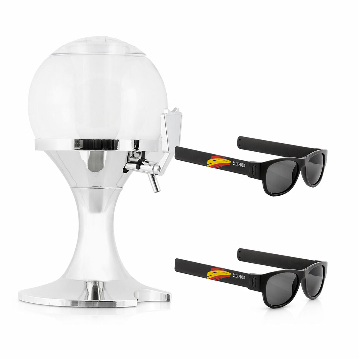 Paket rashladni dozator piva InnovaGoods i 2 sklopive sunčane naočale Sunfold Spain Black