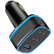 Ven-Dens USB-A + 2x USB-C - Autopunjač - Crna KP34284