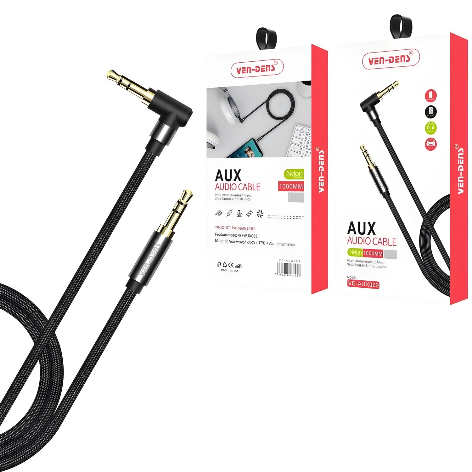 Nylon Aux Audio Kabel Model VD - AUX003 - Crna KP34181