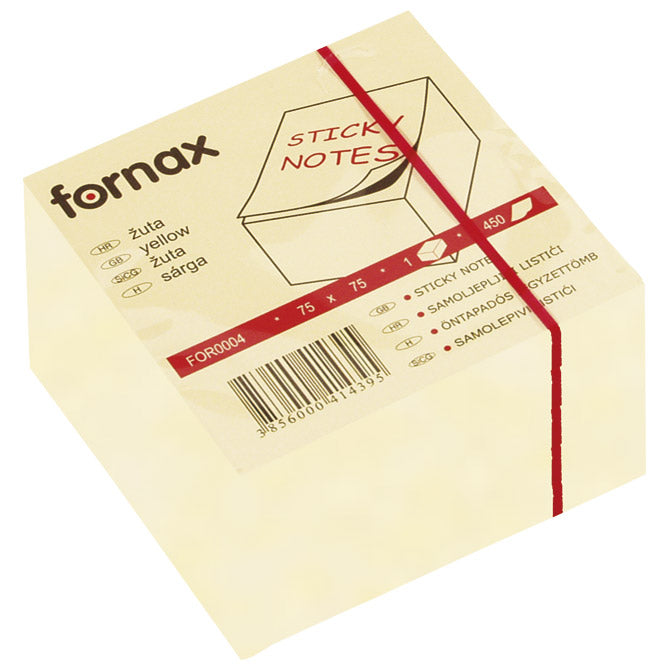 Samolepilna kocka 75x75mm 450L Fornax rumena