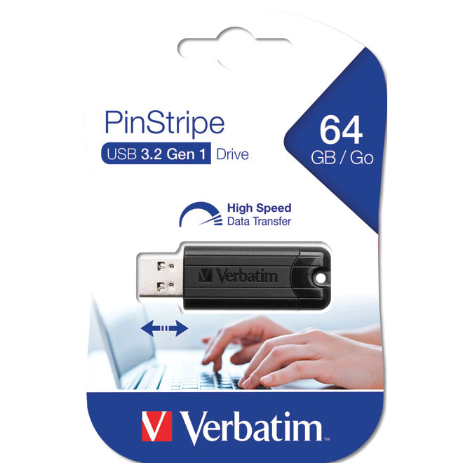 Pomnilnik USB 64GB 3.0 PinStripe Verbatim 49318 črni blister