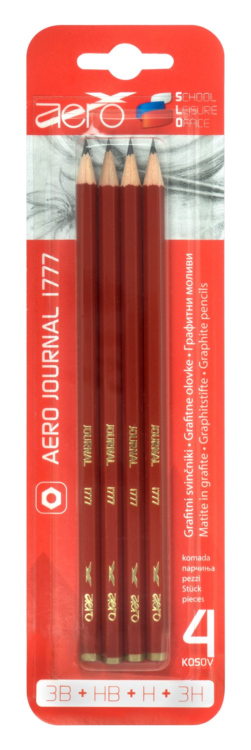 Grafitni svinčnik Aero journal blister 4/1 (3B-HB-H-3H)