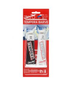 Barvna tempera Aero 2 x 42 ml tubi, 1 kos bela in 1 kos črna barva, 2 kosa v blister pakiranju