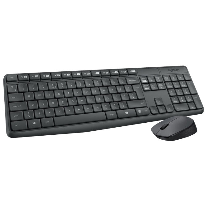 Brezžična tipkovnica + miška MK235 Logitech temno siva