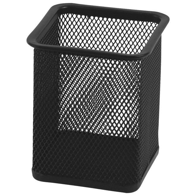 Kovinski žični kvadratni lonček za pisala 8x8x9,8cm Fornax črna