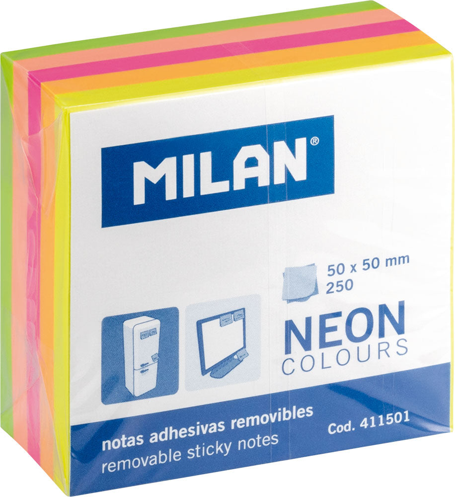 Blok samolep.kocka 50x50 Neon 5 barv 250L MILAN 411501 P12/288