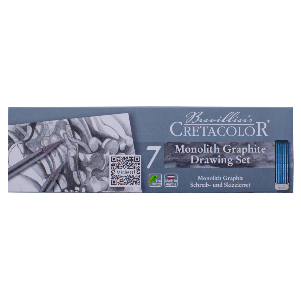 Umetniški set Cretacolor monolith pocket 7/1 (monolitni grafit 2H, HB, 4B, 6B, 8B, 9B in radirka)