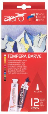 Boja tempera Aero 7,5ml tubice 12 kom u kartonskoj kutiji