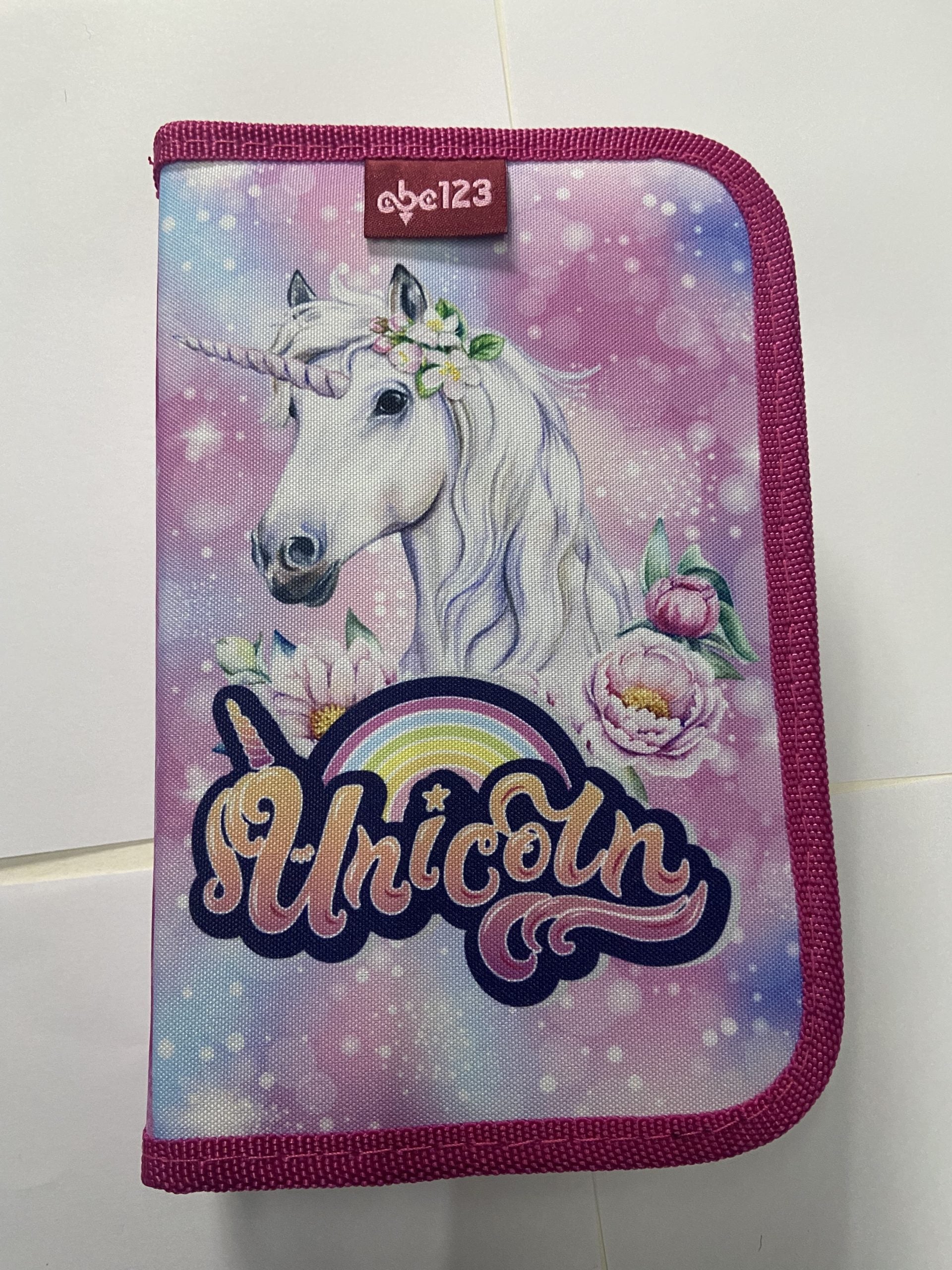 Pernica puna ABC123, 27-dijelna, 2 preklopa, raspored sati pink Unicorn1