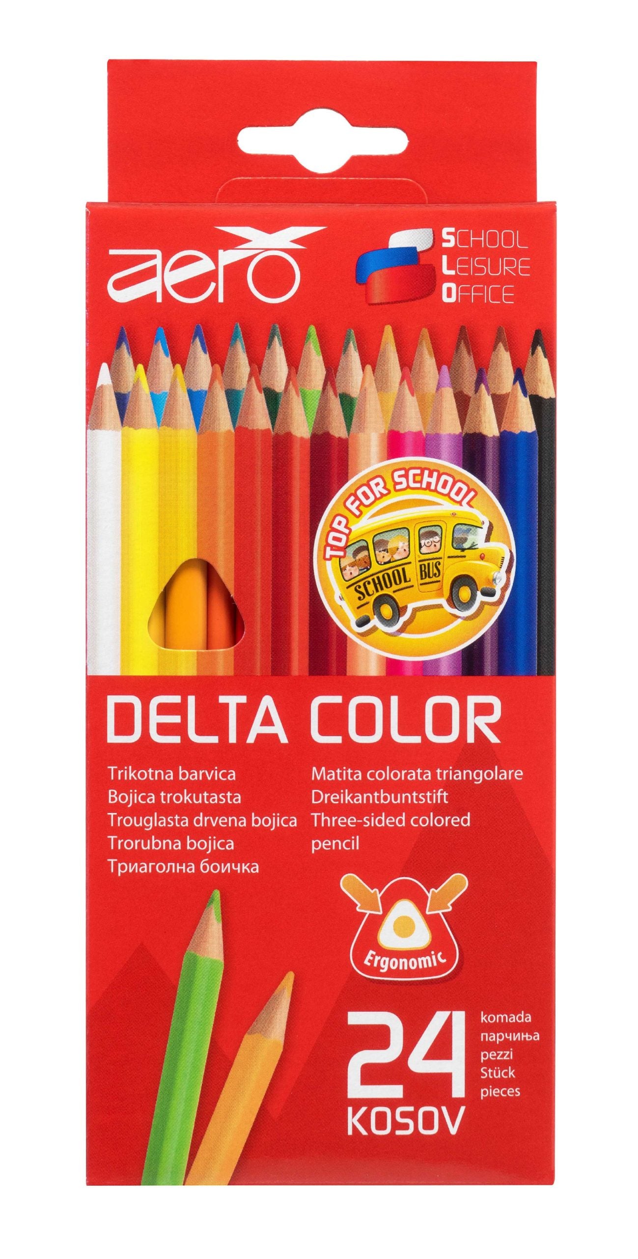 Drvene bojice trokutaste Aero delta color 24 kom u kartonskom pakiranju