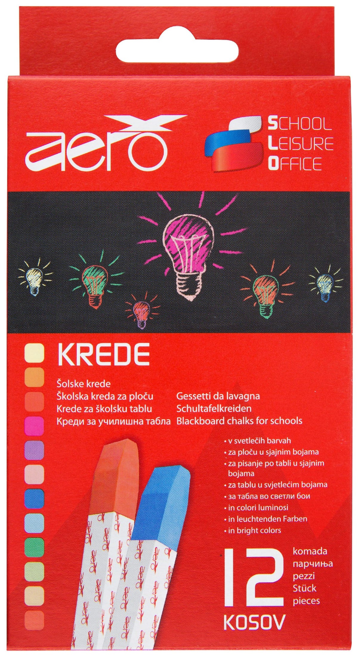 Šolska kreda Aero v barvah, 12/1