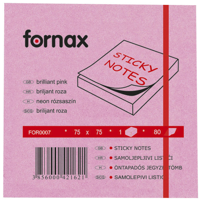 Blok samolepilni 75x75mm 80L Fornax neon-roza