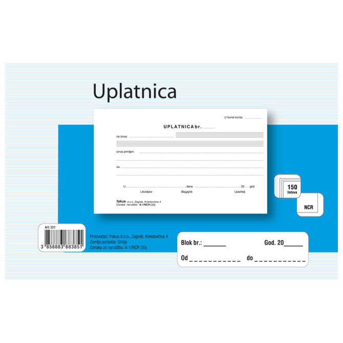 Obrazac A-1/NCR uplatnica