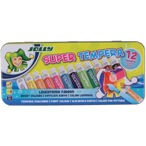 Barva tempera Jolly 7,5ml tubice 12 kos v kovinski škatli
