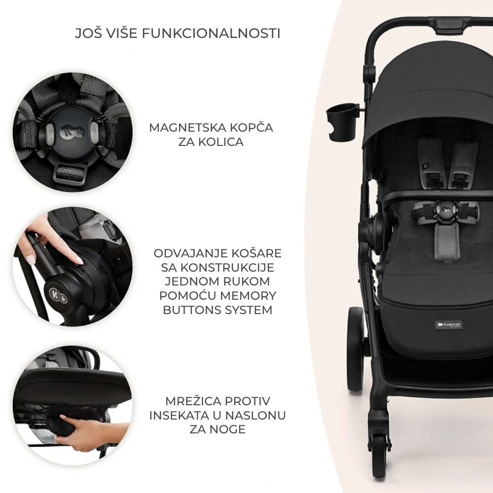 Kinderkraft dječja kolica Yoxi 2u1 - Moonlight Grey