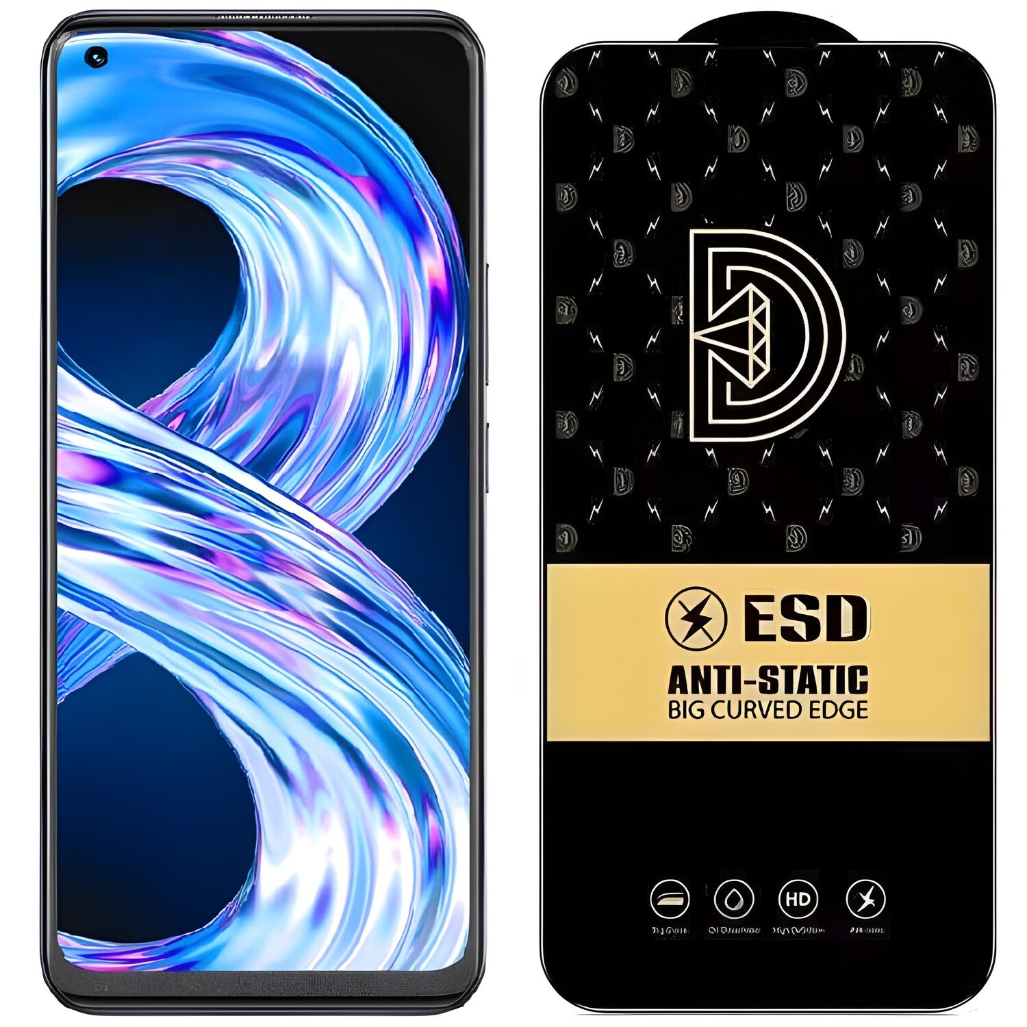 Diamond antistatičko kaljeno staklo za Realme 8 4G - Crna KP24199
