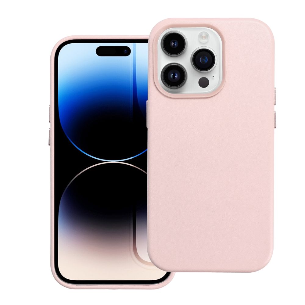 Usnjena maska Mag Cover za iPhone 14 Pro peščeno roza