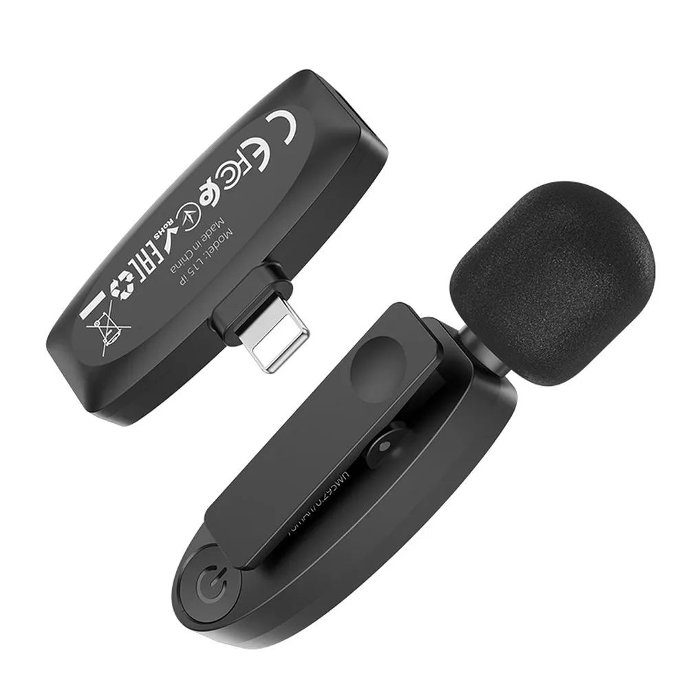 HOCO brezžični lavalier mikrofon za iPhone Lightning 8-pin L15 črn