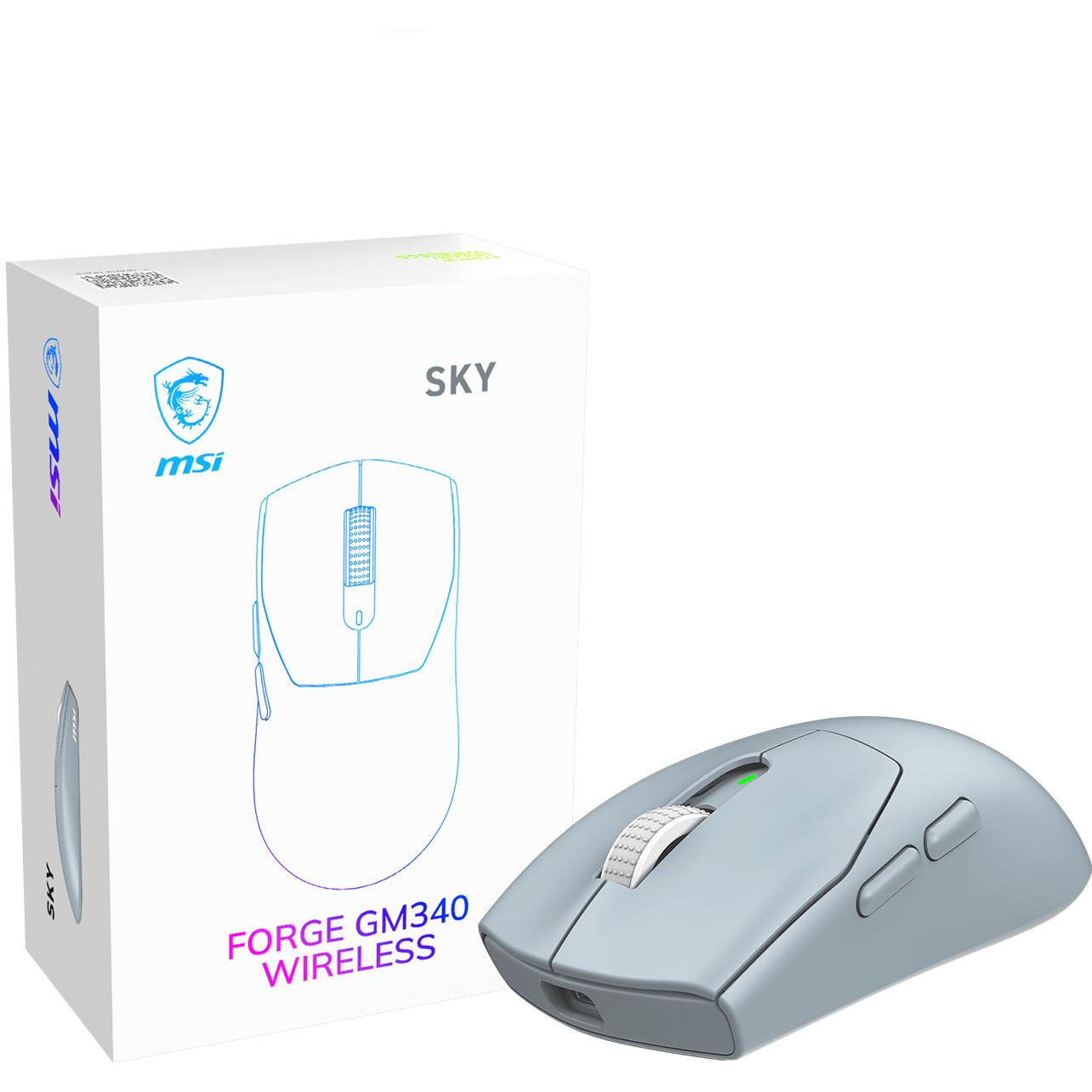 MSI Forge Gm340 Wireless Sky miš Igranje Ambidekster RF bežični + Bluetooth Optički 12000 DPI