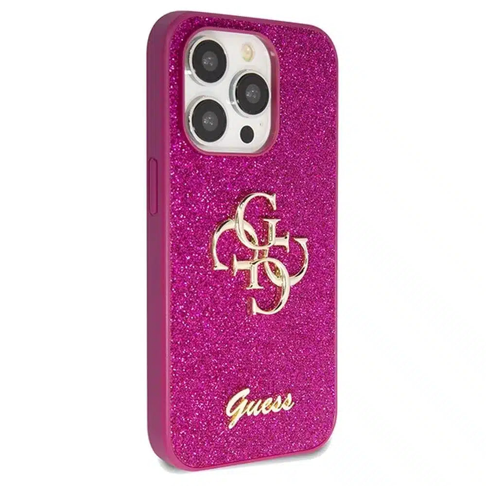 Originalna torbica GUESS Hardcase GUHCP15LHG4SGU za iPhone 15 Pro (Fixed Glitter Big 4G / vijolična)