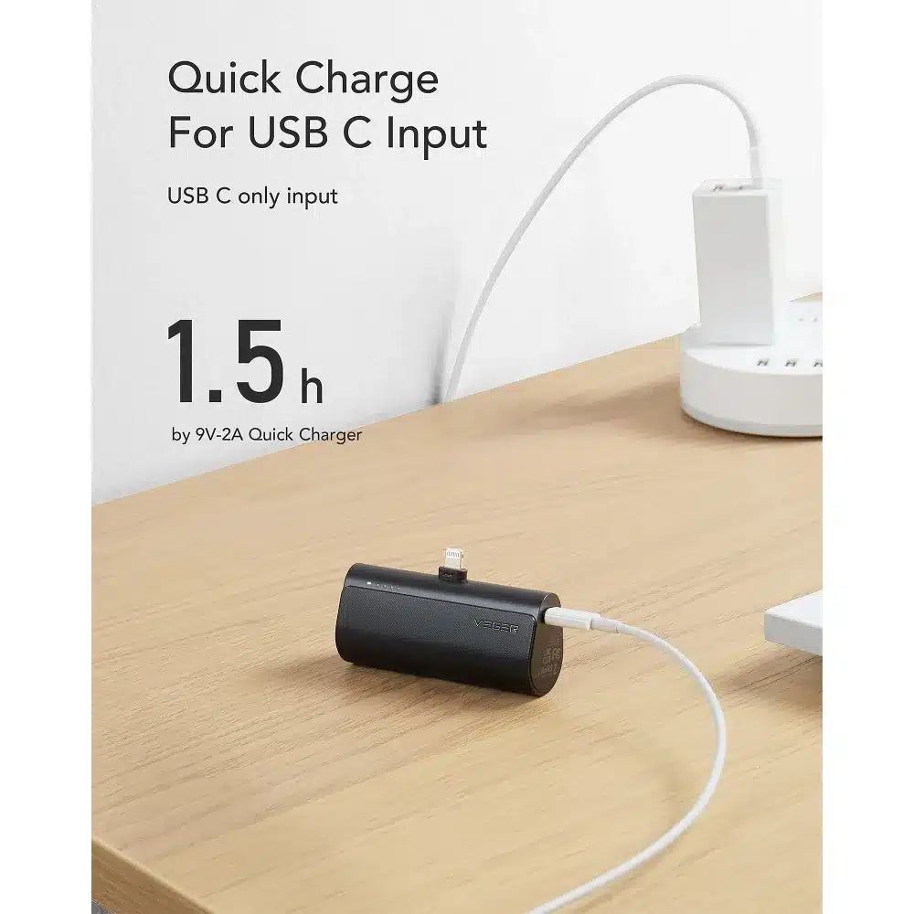 Powerbank VEGER PlugOn - 5000 mAh z vgrajenim Lightning 8-pin PD 20W priključkom
