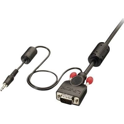 Lindy 37298 prilagodnik za video kabel 1 m VGA (D-Sub) + 3.5mm Crno