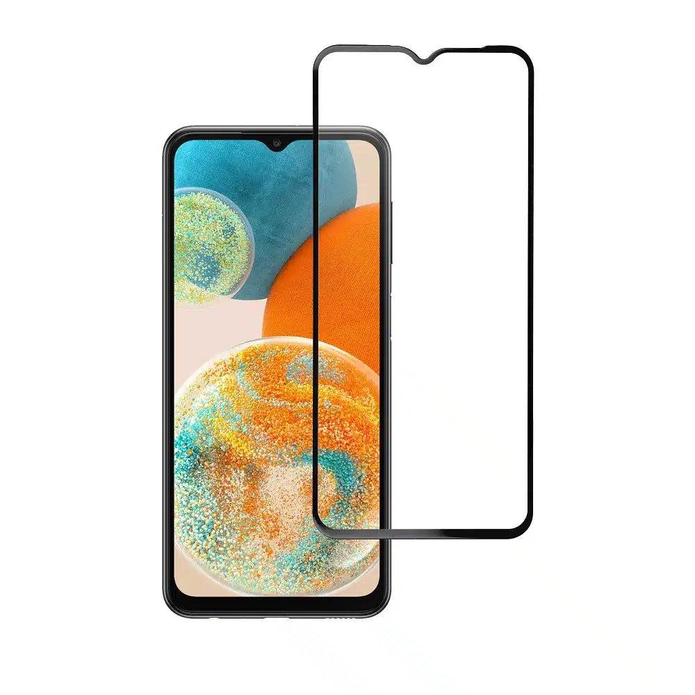 Blue Star 5D kaljeno steklo – za Samsung Galaxy A23 5G (popolno lepilo/case friendly) – črno